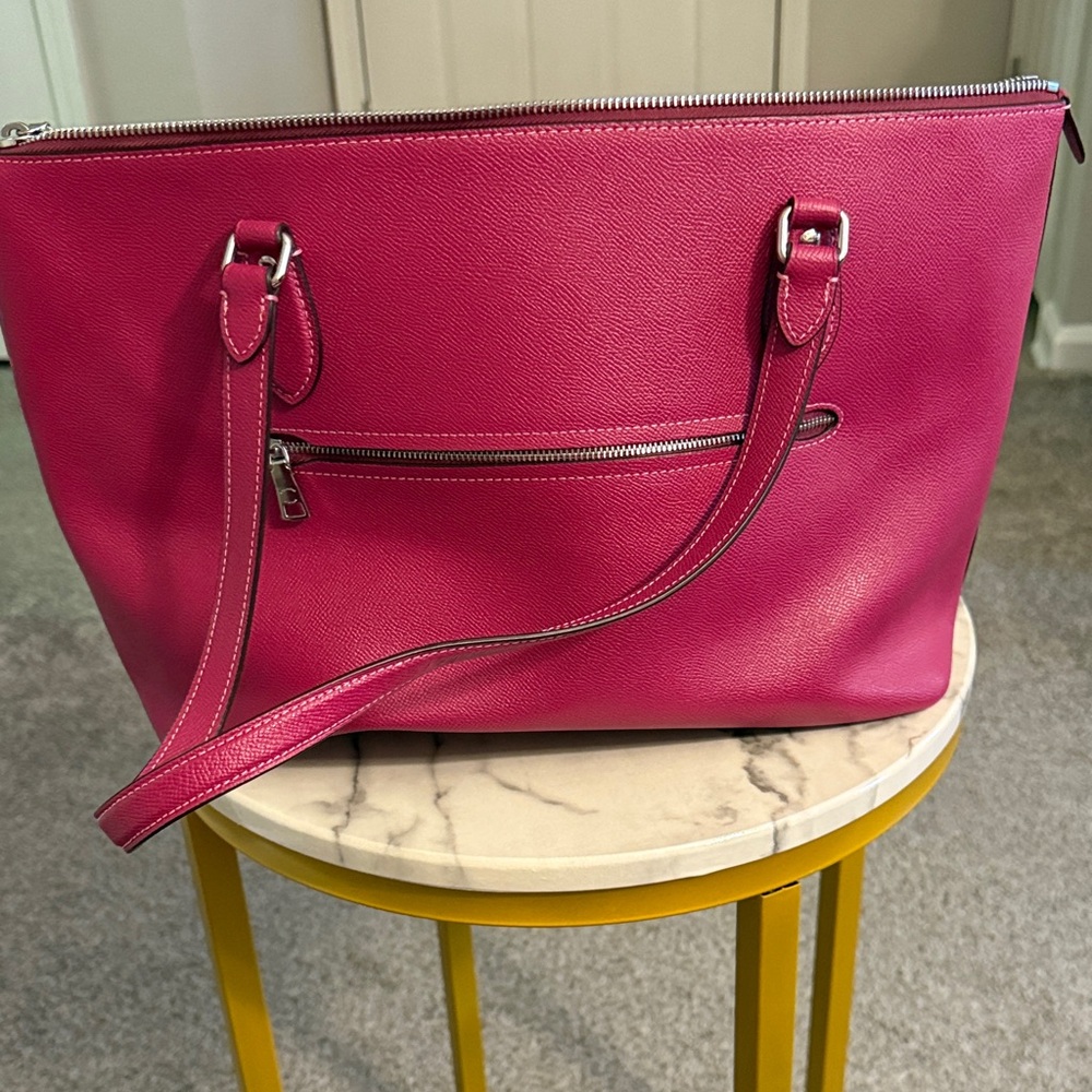 Coach Fuchsia Leather Tote Bag - Picture 3 of 4